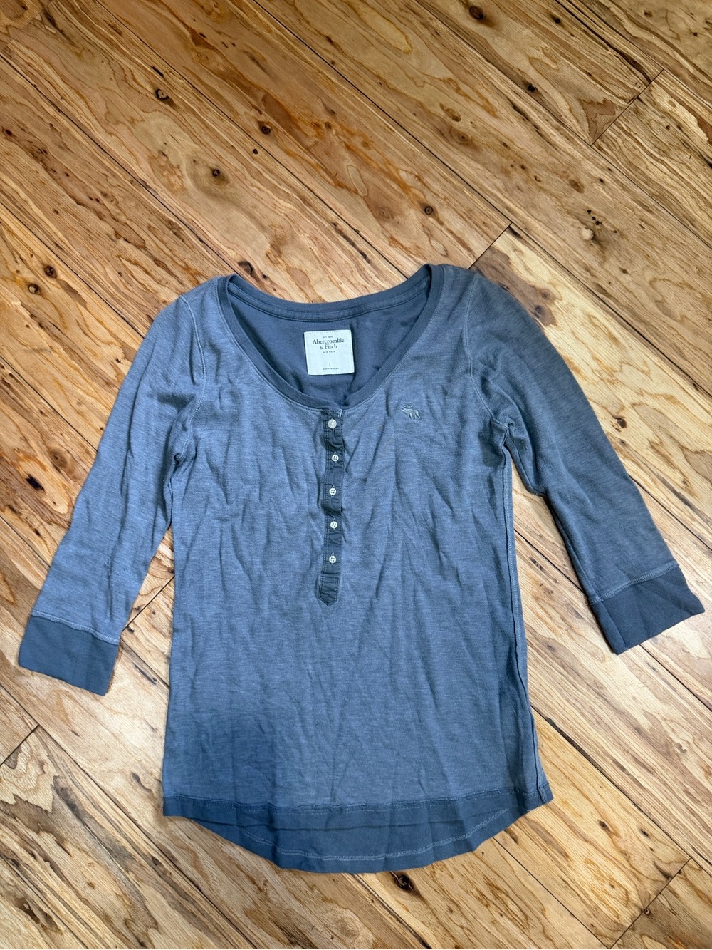 Abercrombie & Fitch Girls Long Sleeve Henley - Slate Blue